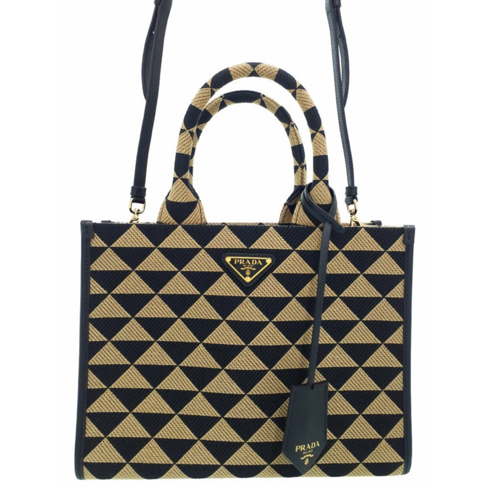 Prada Symbole embroidered tote bag white geometric Black
